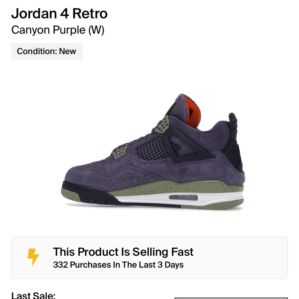 Jordan retro 4 canyon purple 2022